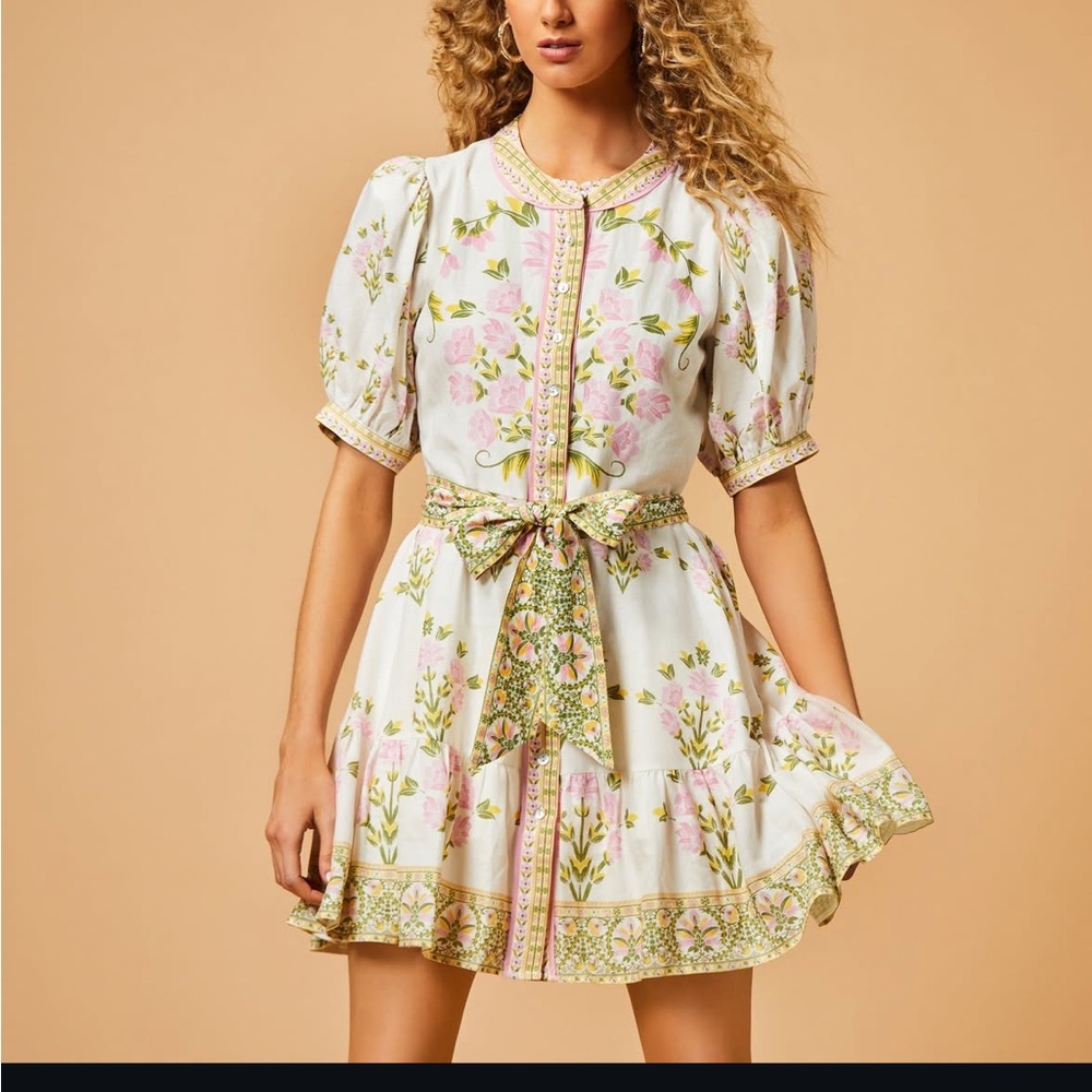 Floral Mini Dress with Pink Accents